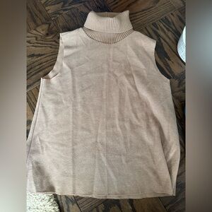 Zara Camel Sleeveless Turtleneck Sweater